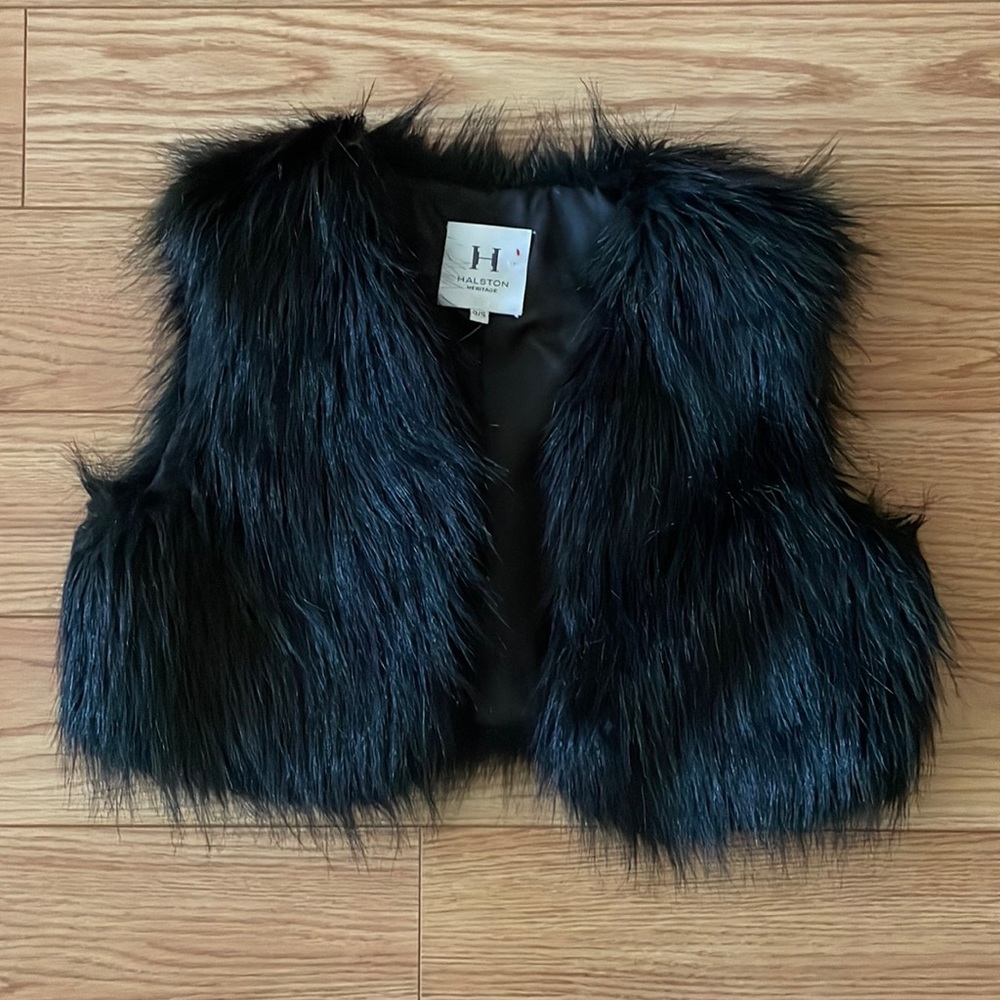 Cropped Black Fur Vest